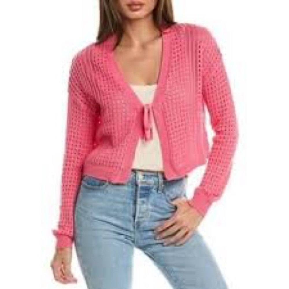 C&C California Vibrant‎ Coral Knit Cardigan Size Medium NWT